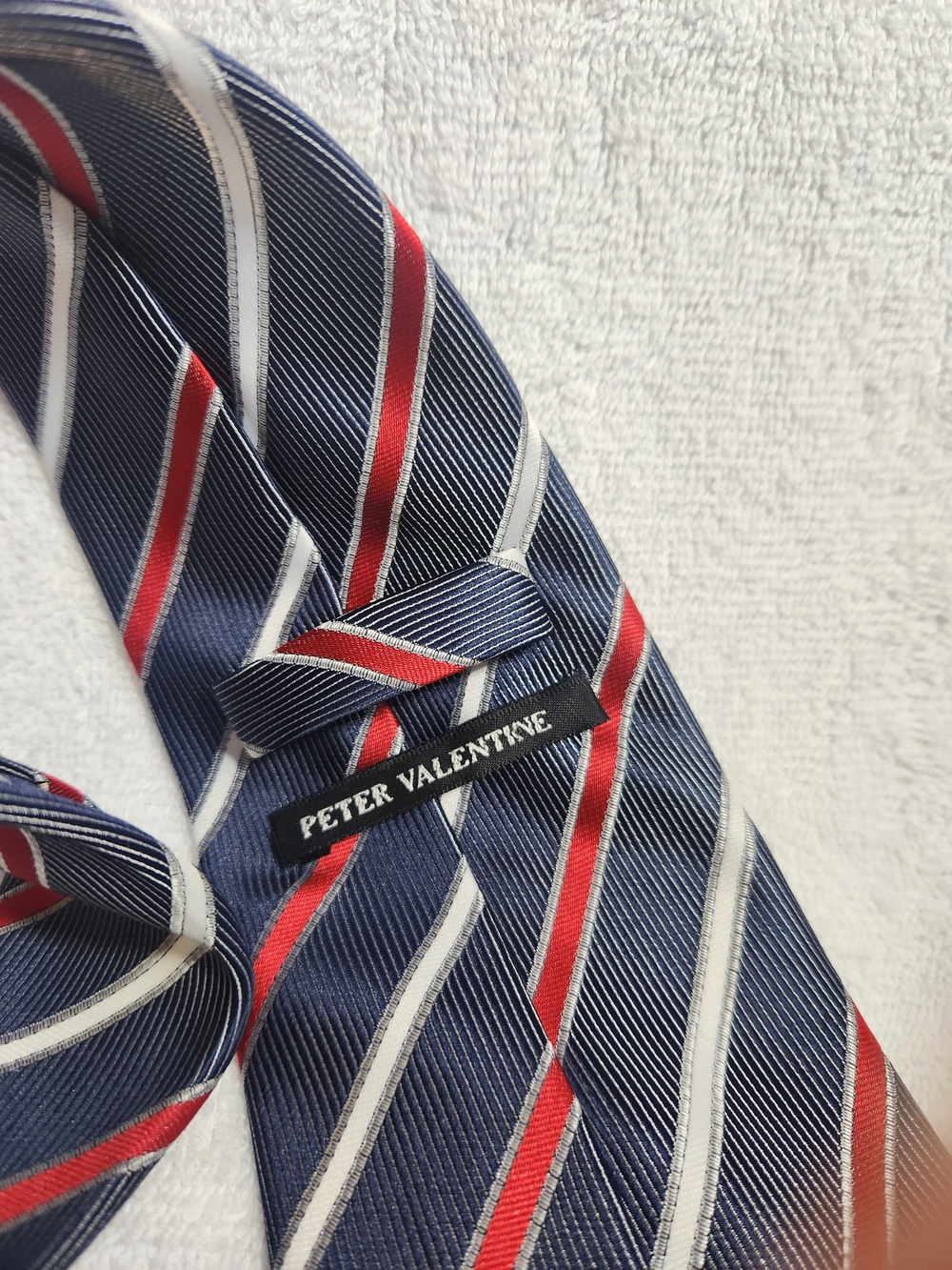 Navy, Red & White Striped Men's Tie